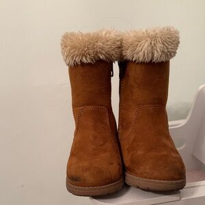 Cozy Tan Suede Boots with Fur Trim